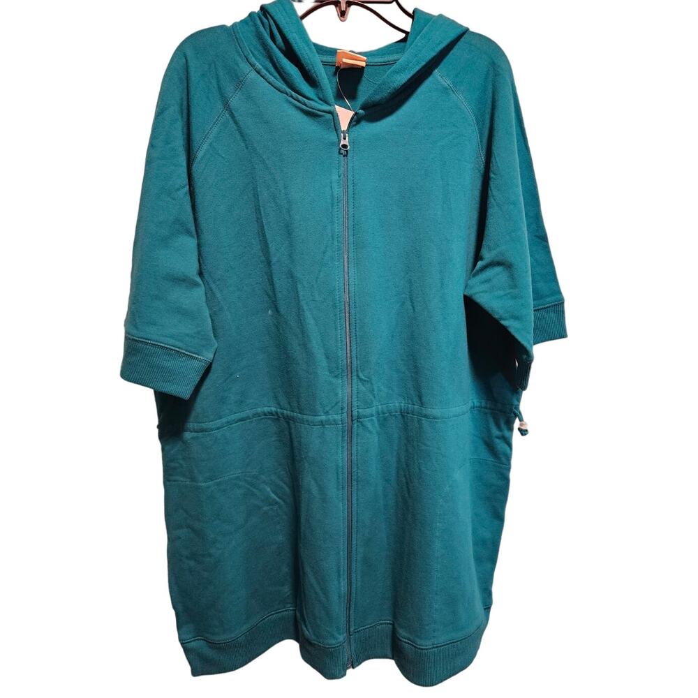 Women's Covington SS Hooded Full Zip Sweatshirt Green Size XL Draw Waist Pockets